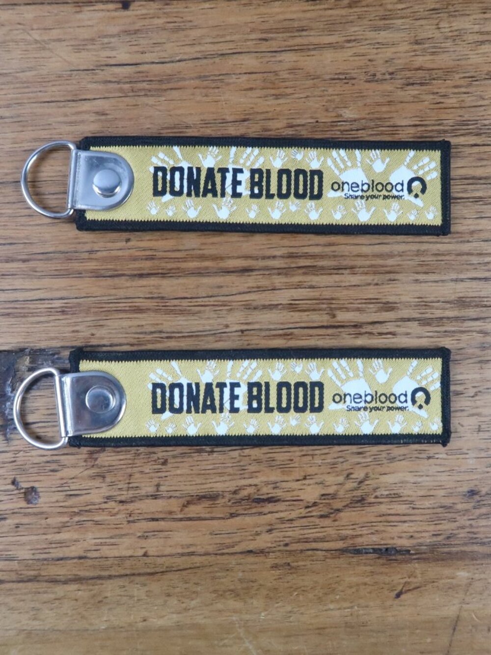 ONEBLOOD KEY CHAIN BUNDLE 2 KEYCHAINS SUPPORT THE FIGHT BLOOD DONER